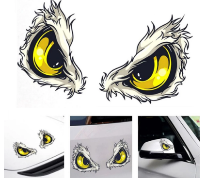 1 Pair 3D Eagle Eyes Car Stickers