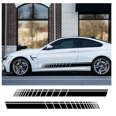 2pcs Car Side Skirt Sticker Long Stripe Auto