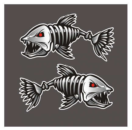 1 Pair 3D Funny Fish Bones Stickers Creative