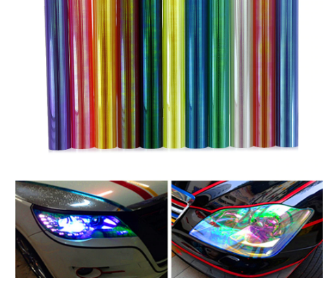 120*30cm Shiny Chameleon Auto Car Styling Headlights Taillights