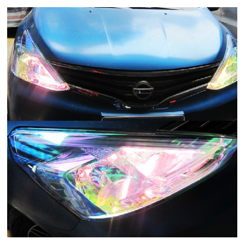 120*30cm Shiny Chameleon Auto Car Styling Headlights Taillights