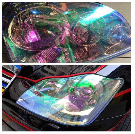 120*30cm Shiny Chameleon Auto Car Styling Headlights Taillights