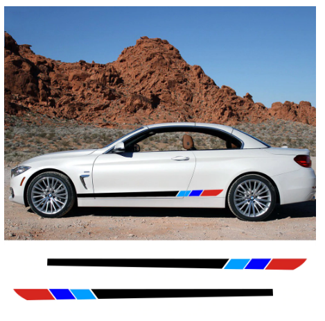 2pcs 200cmx13cm Car Sticker Side Stripe Decal DIY For BMW