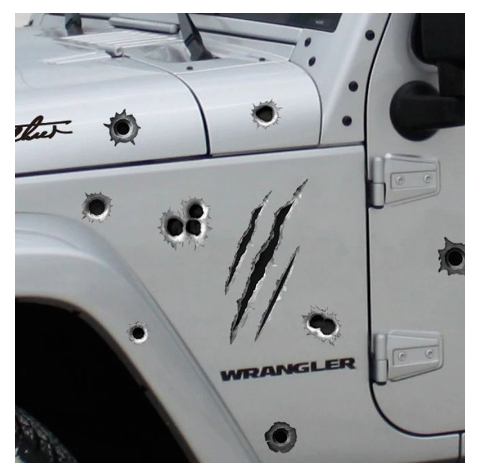 23*29cm DIY Funny 1Pcs Car Stickers 3D Bullet Hole