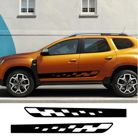 2pcs For Renault Dacia Duster  Car Styling Side Stripes Sticker 