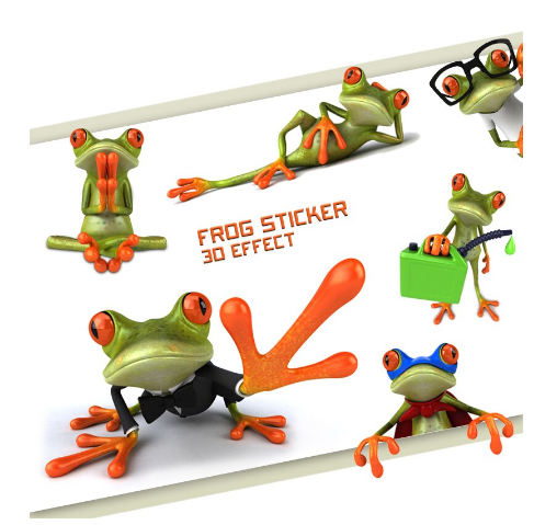 Funny 3D Cartoon Colorful Frogs Spider Feather Car Stickers 