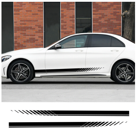 2PCS Car Side Stripes Side Stripe Skirts Graphics 