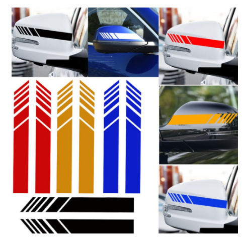 1 Pair 15.3x2cm Car Rearview Mirror Stripes Stickers