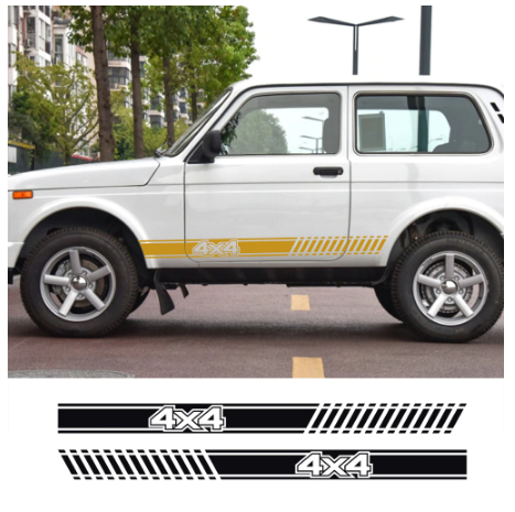 2Pcs Car Long Side Stripes Sticker