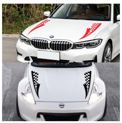 2Pcs Car Hood Over Stickers