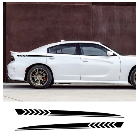 2Pcs Long Side Stripes DIY Car Sticker