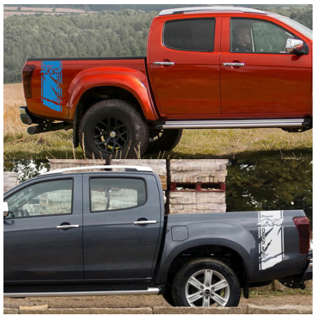 2Pcs For Isuzu Dmax Car Side Stickers